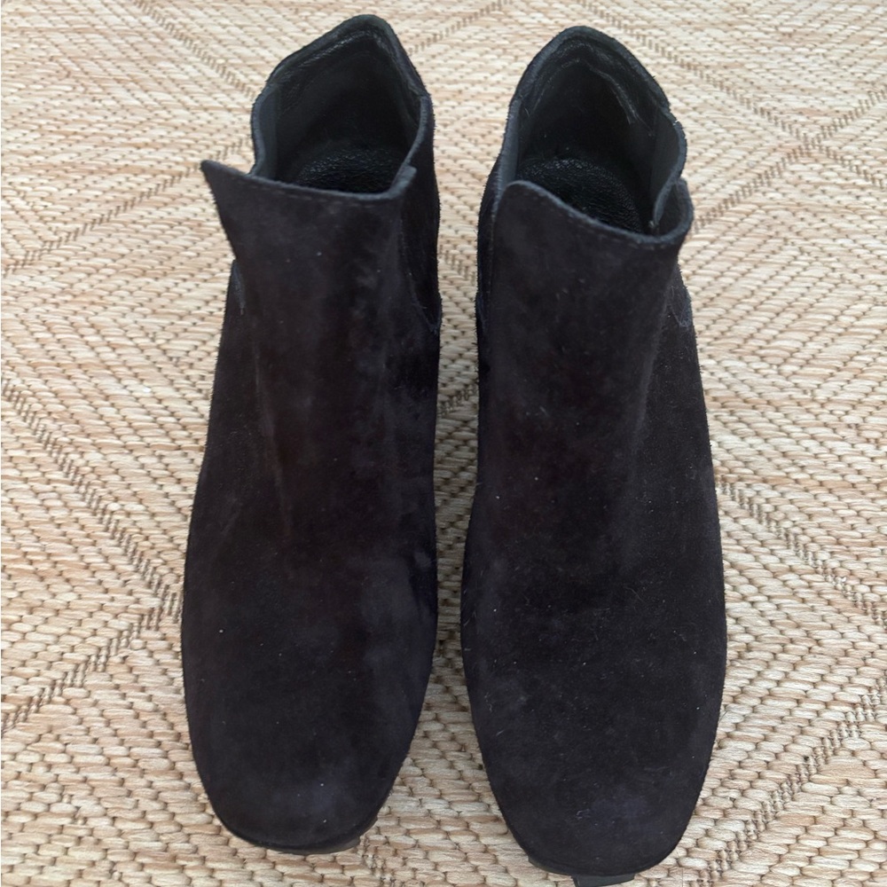 Pedro Garcia Black Suede Wedge Ankle Boots